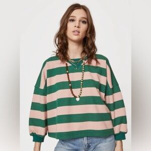 Rebecca Minkoff Rosie Striped Green and Pink Women's Top